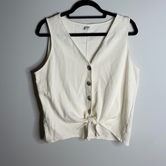 Old Navy Tops - Cream Crop Button Tie Sleeveless Top